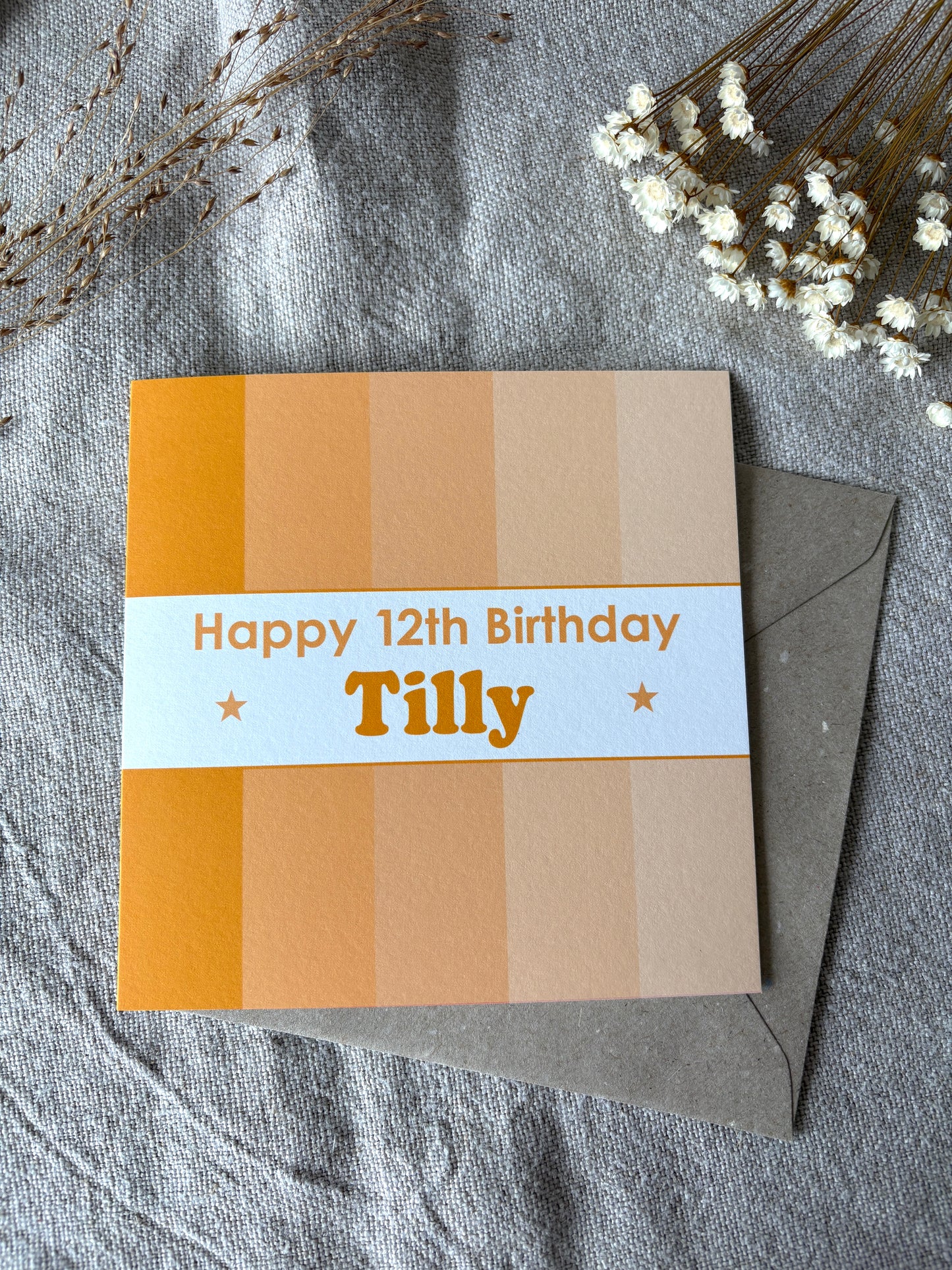 Personalised with Name & Age (age optional), Yellow Birthday Card