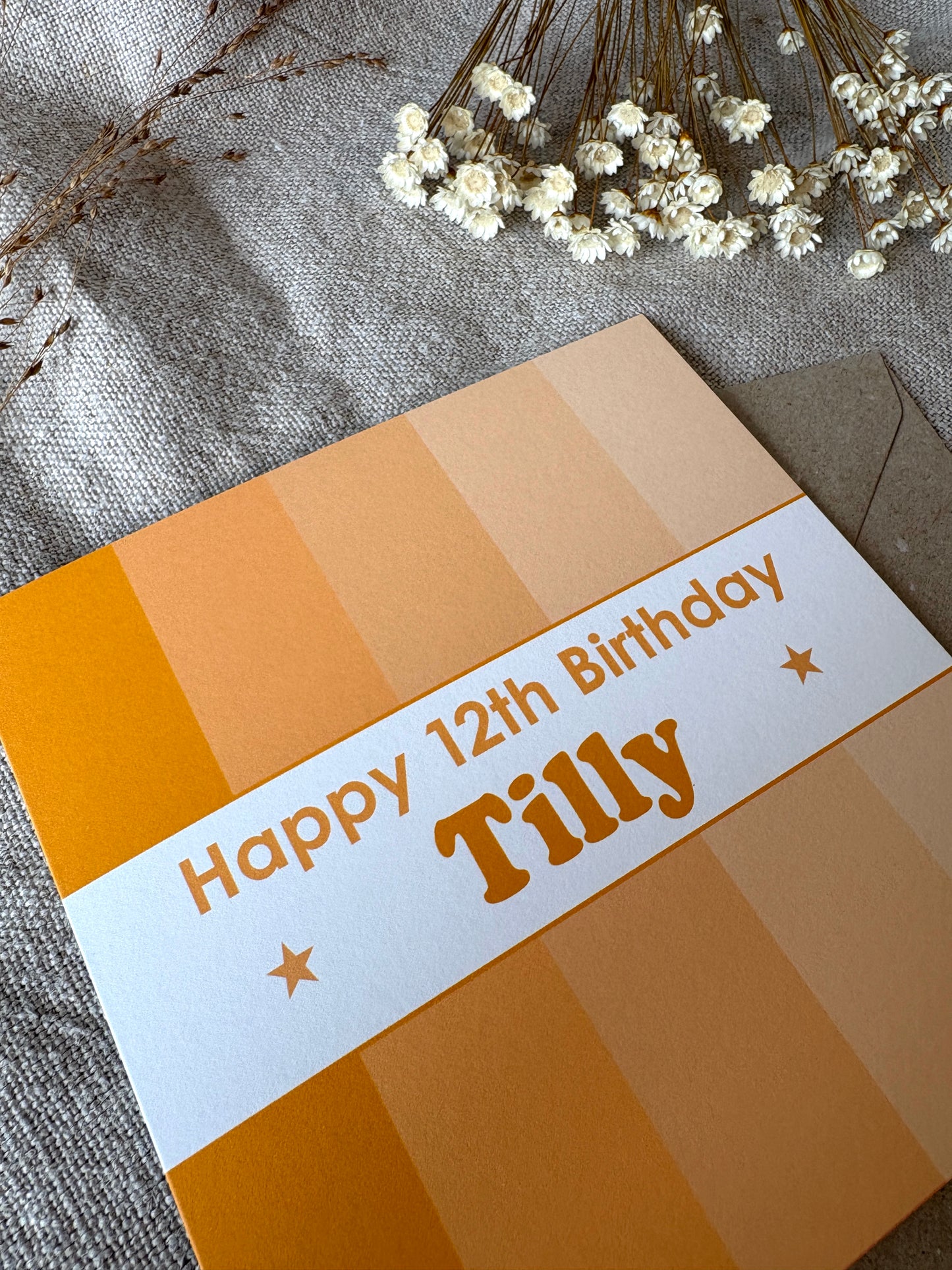 Personalised with Name & Age (age optional), Yellow Birthday Card