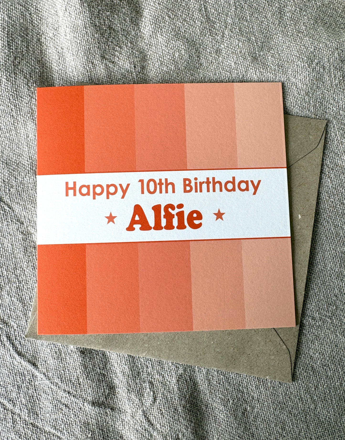 Personalised with Name & Age (age optional), Orange Birthday Card