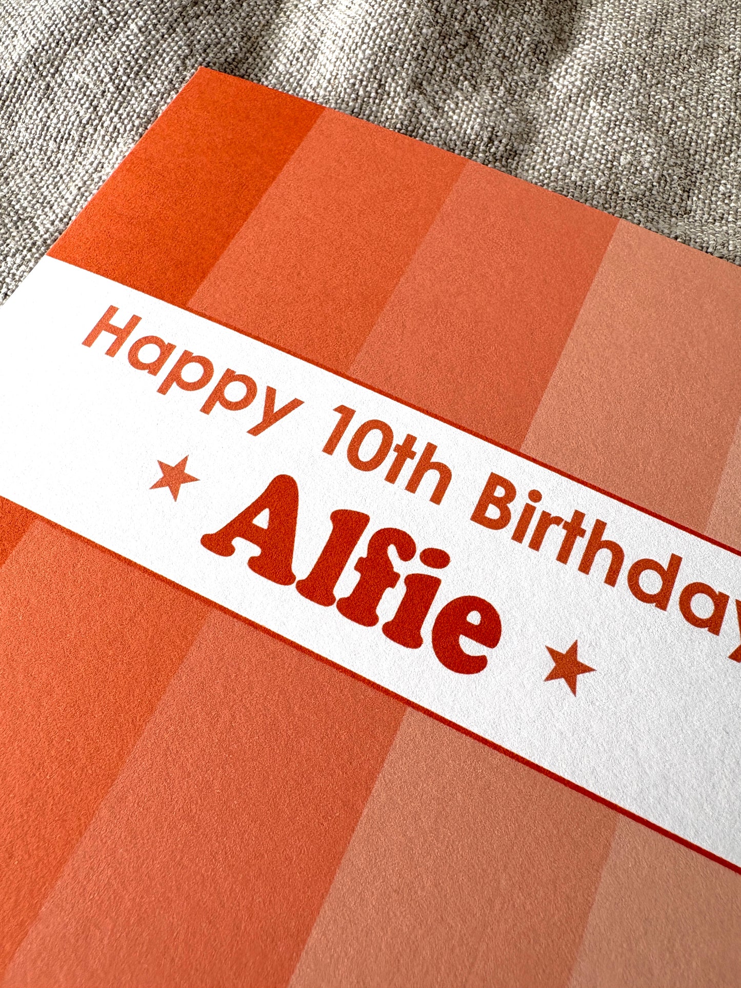 Personalised with Name & Age (age optional), Orange Birthday Card