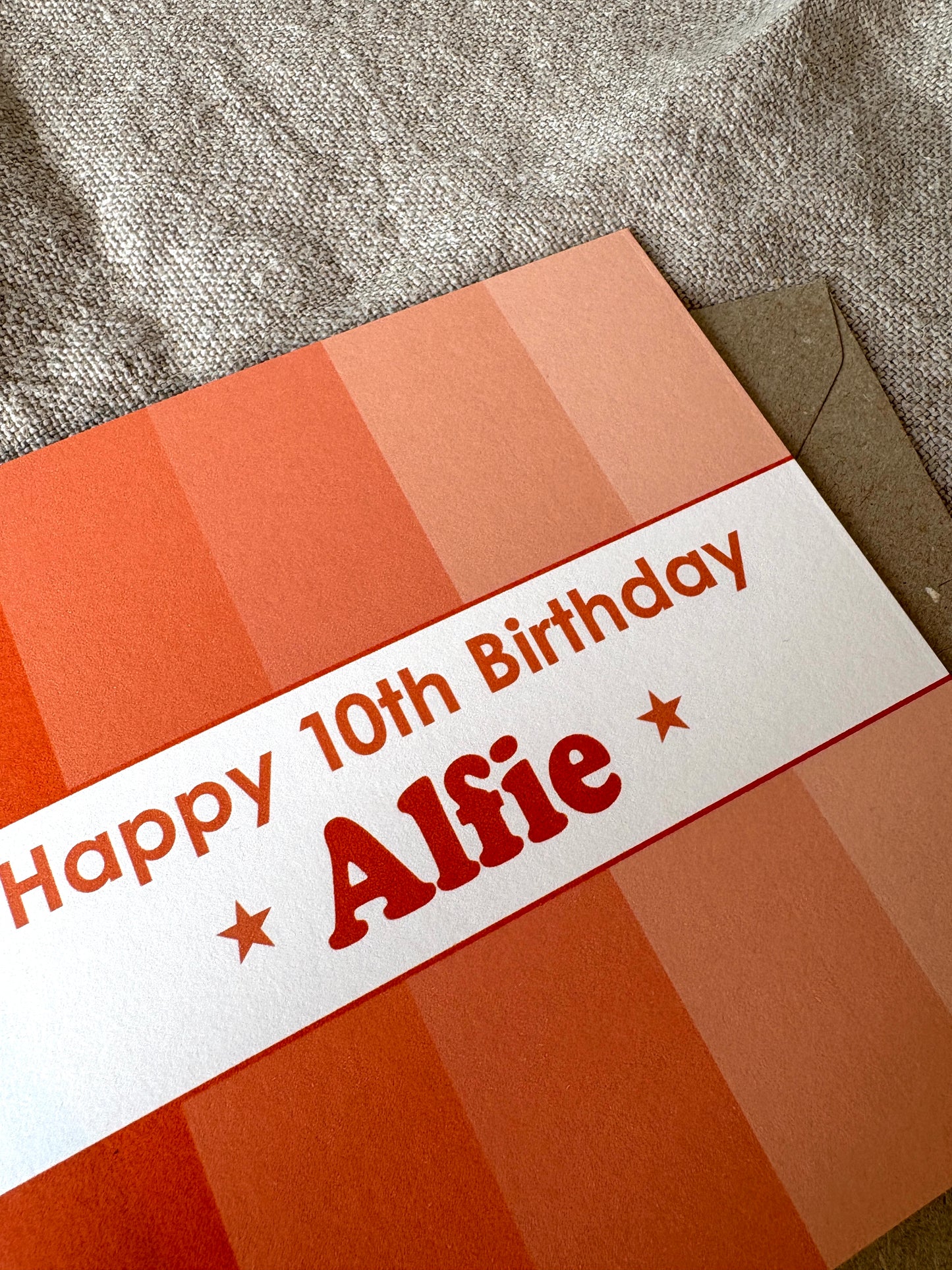 Personalised with Name & Age (age optional), Orange Birthday Card