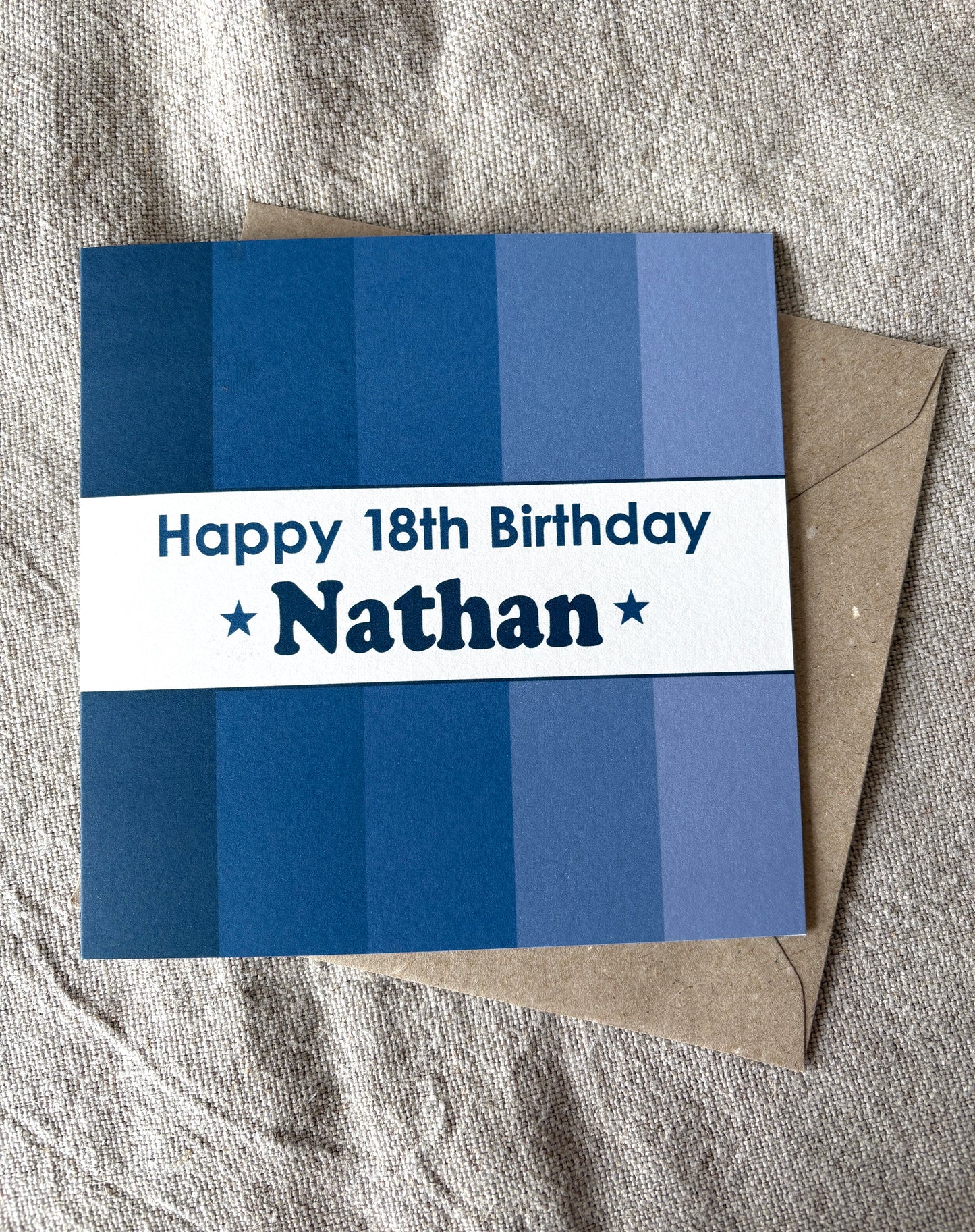 Personalised with Name & Age (age optional), Blue Birthday Card