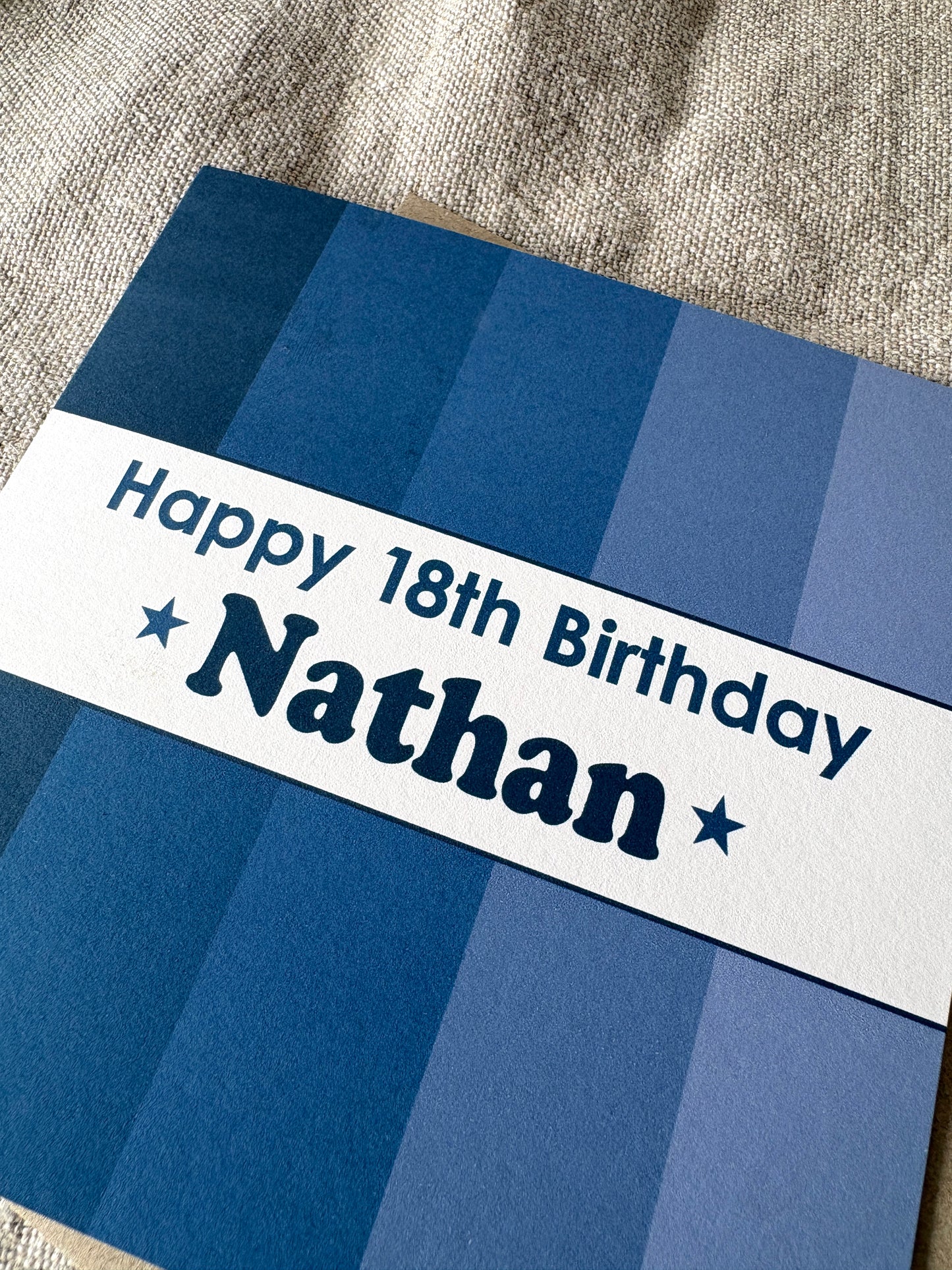 Personalised with Name & Age (age optional), Blue Birthday Card