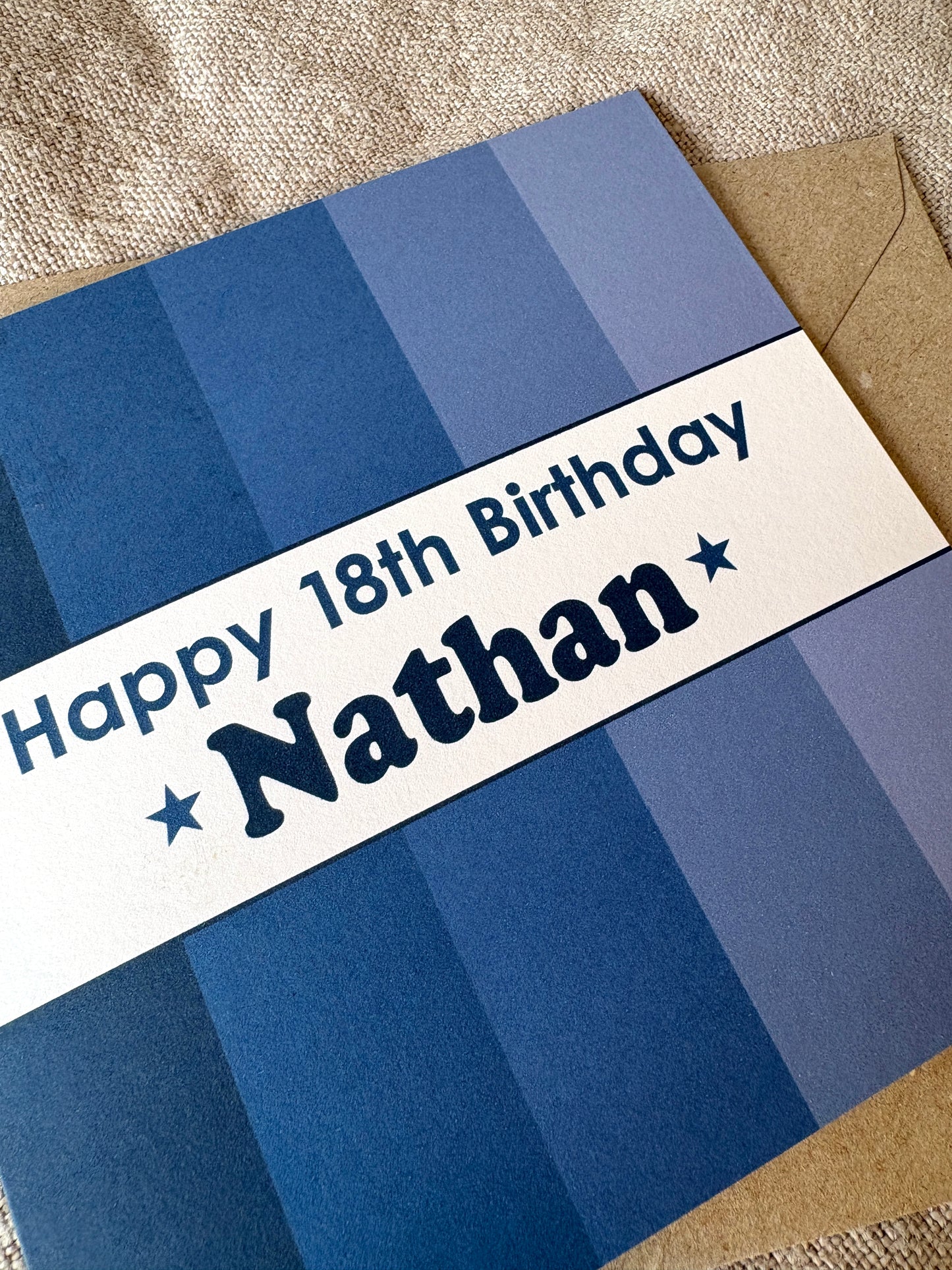 Personalised with Name & Age (age optional), Blue Birthday Card