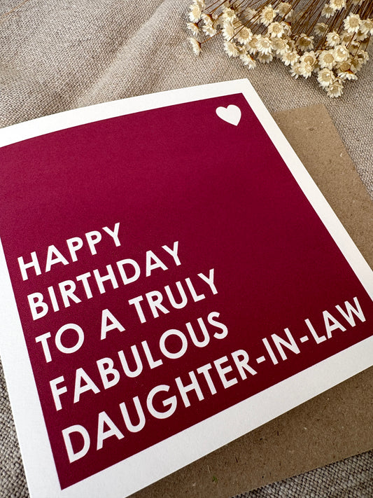 Fabulous Daughter-In-Law, Birthday Card