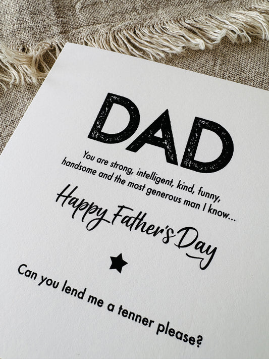 Lend me a tenner? Father's Day Card