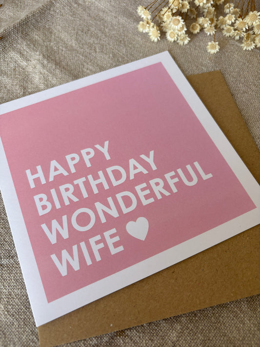 Wonderful Wife, Birthday Card