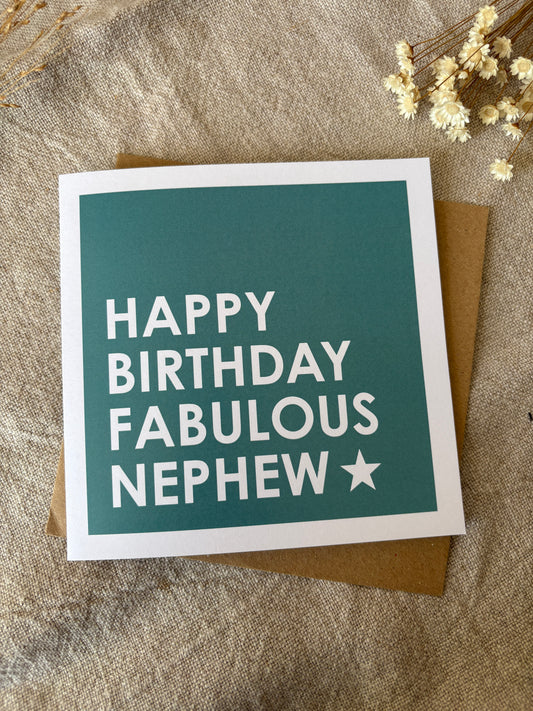 Fabulous Nephew, Birthday Card