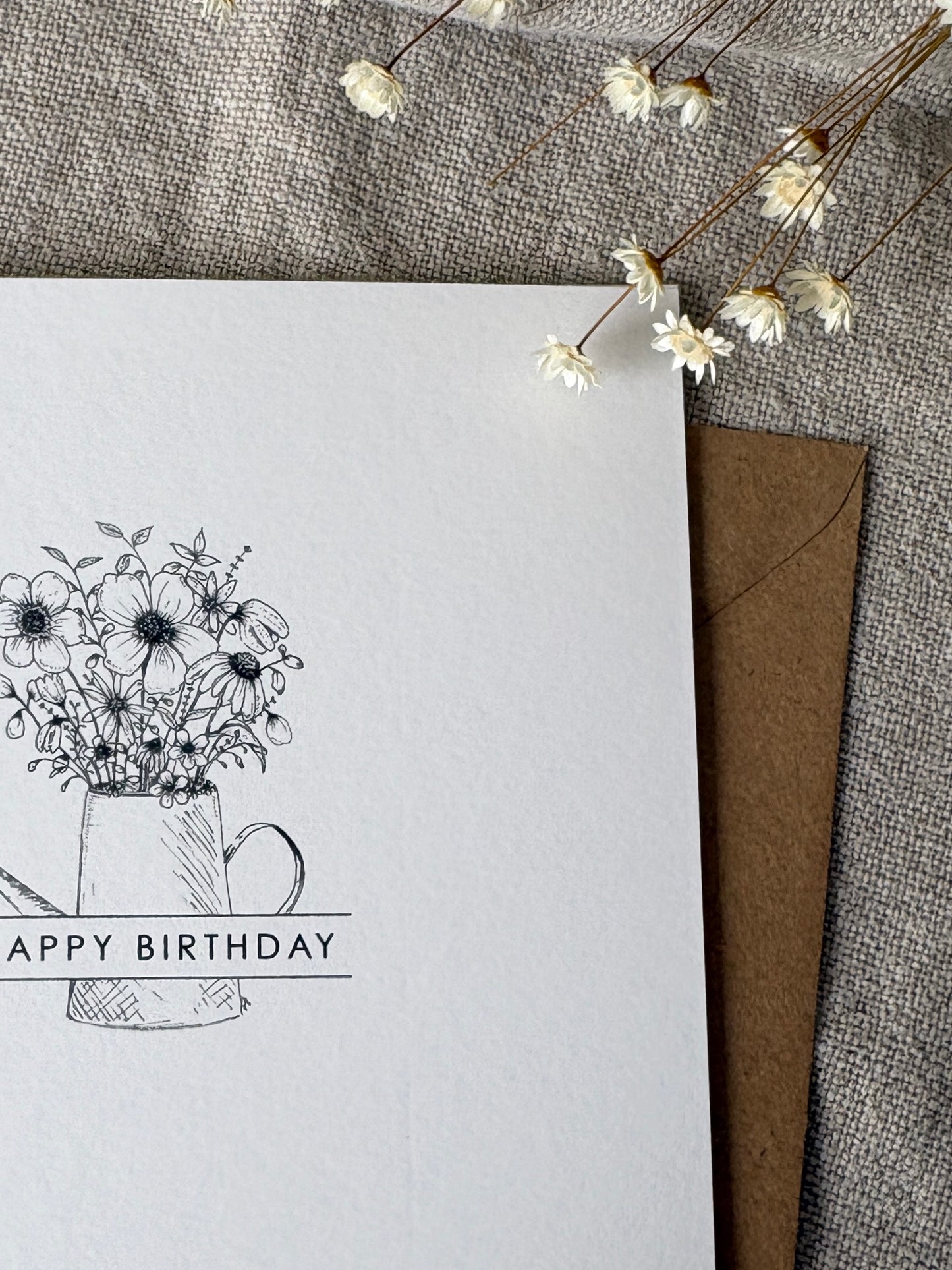 Floral Watering Can, Birthday Card