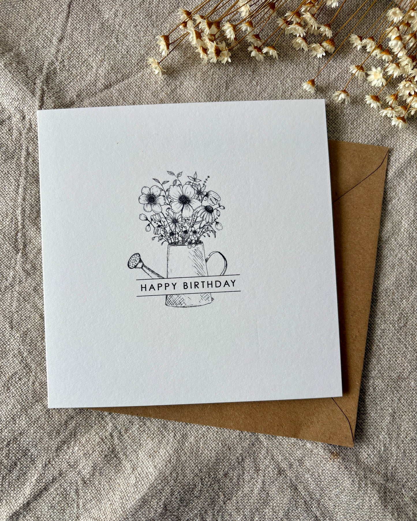 Floral Watering Can, Birthday Card
