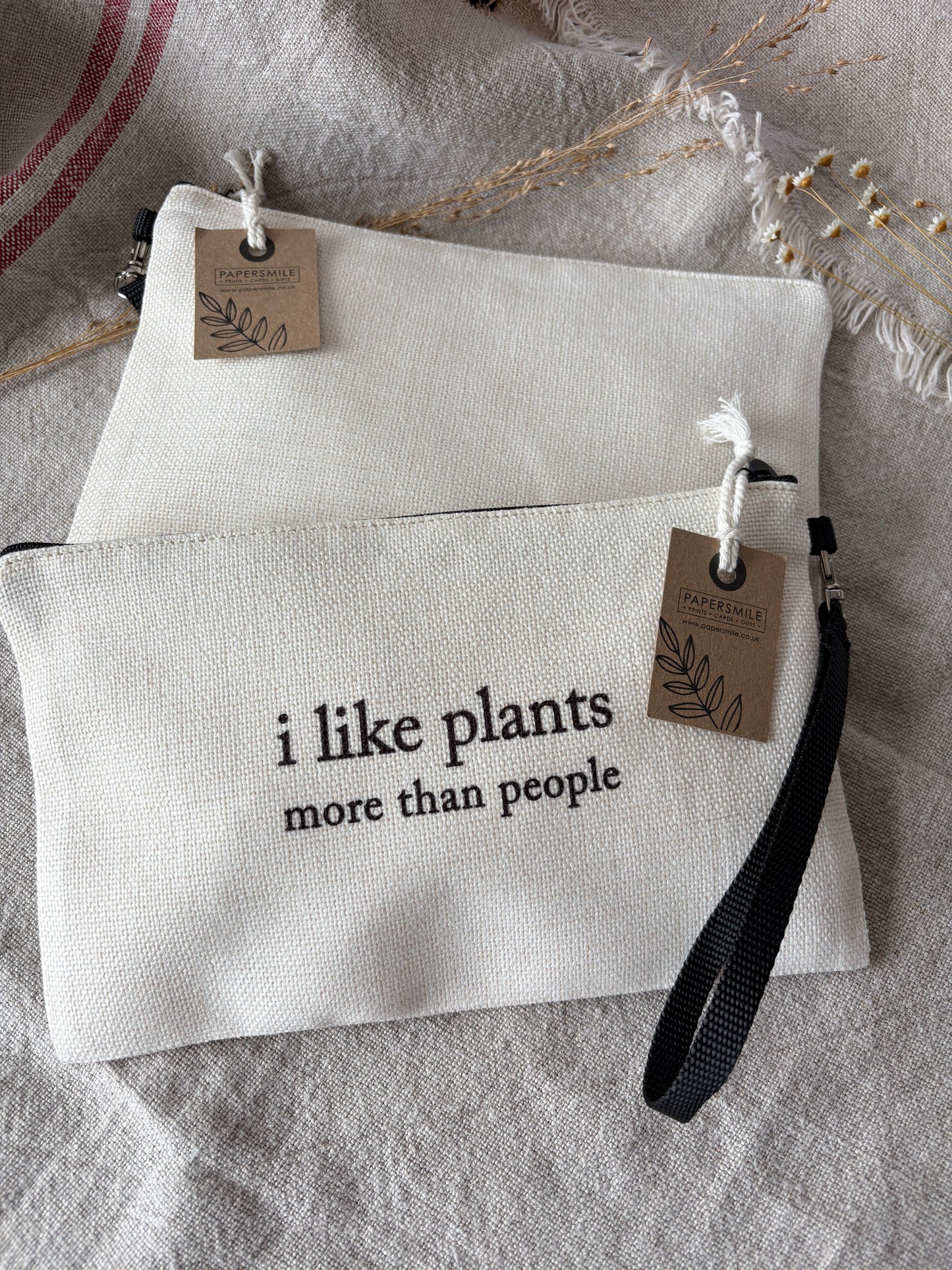 I like plants more than people, Linen Bag with Wristlet