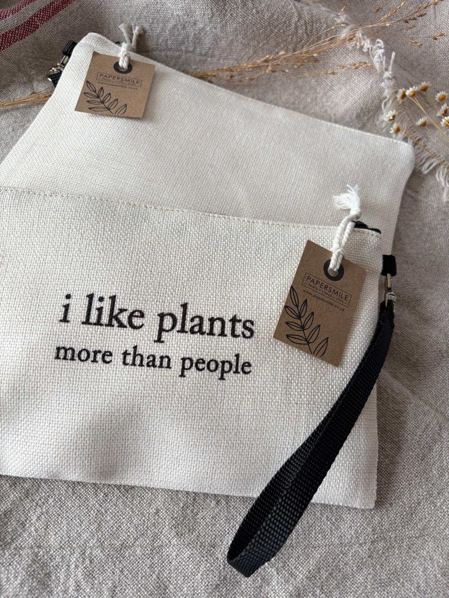 I like plants more than people, Linen Bag with Wristlet