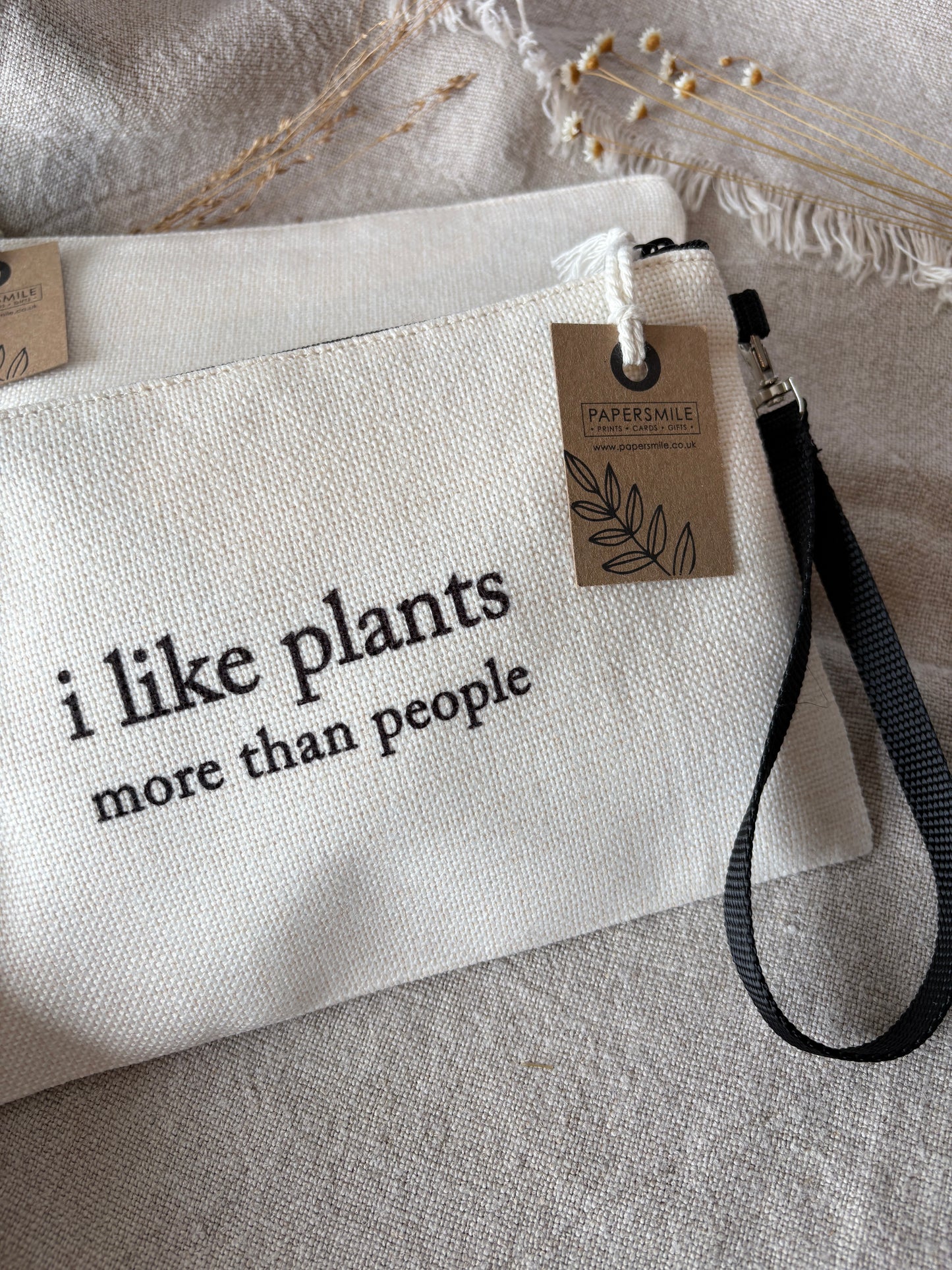I like plants more than people, Linen Bag with Wristlet