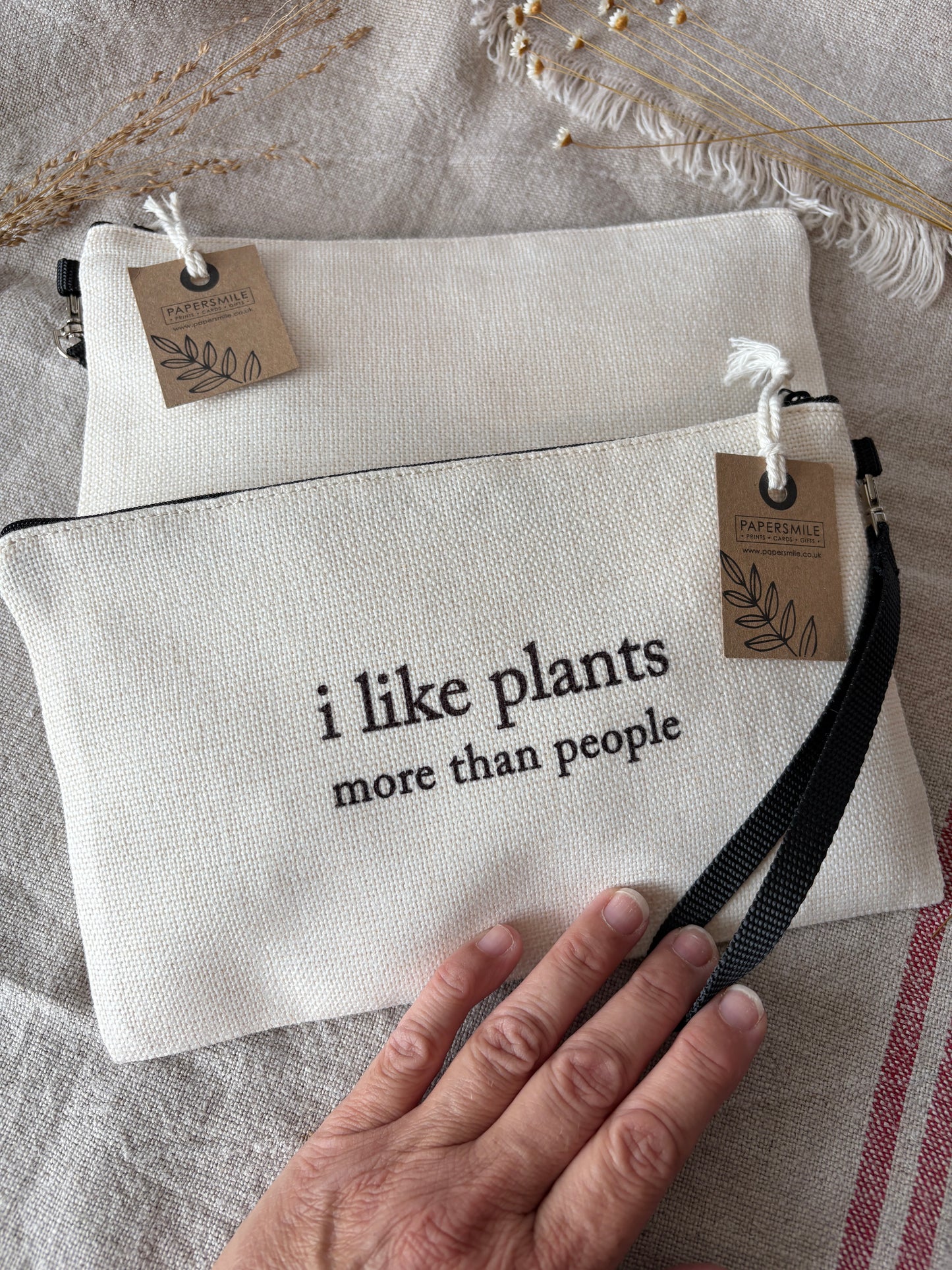 I like plants more than people, Linen Bag with Wristlet