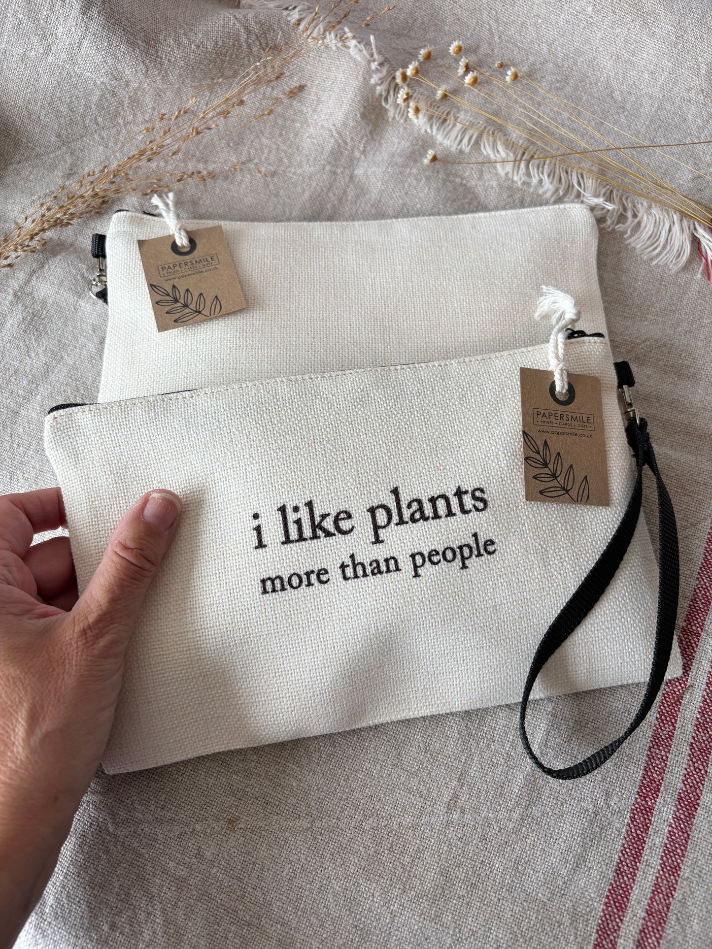 I like plants more than people, Linen Bag with Wristlet