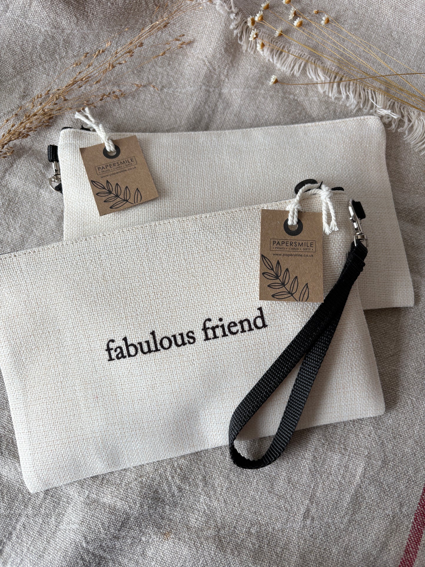 Fabulous Friend, Linen Bag with Wristlet