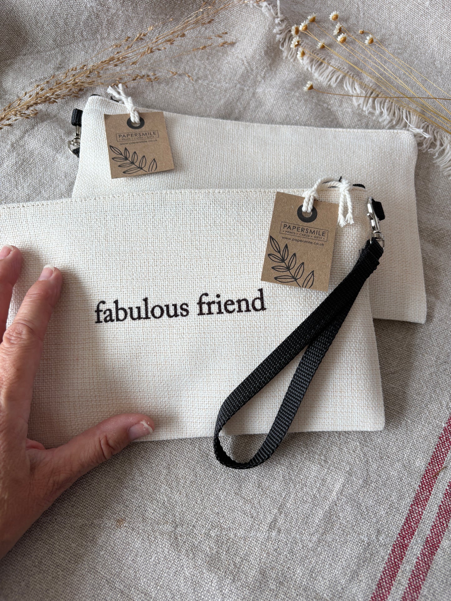 Fabulous Friend, Linen Bag with Wristlet