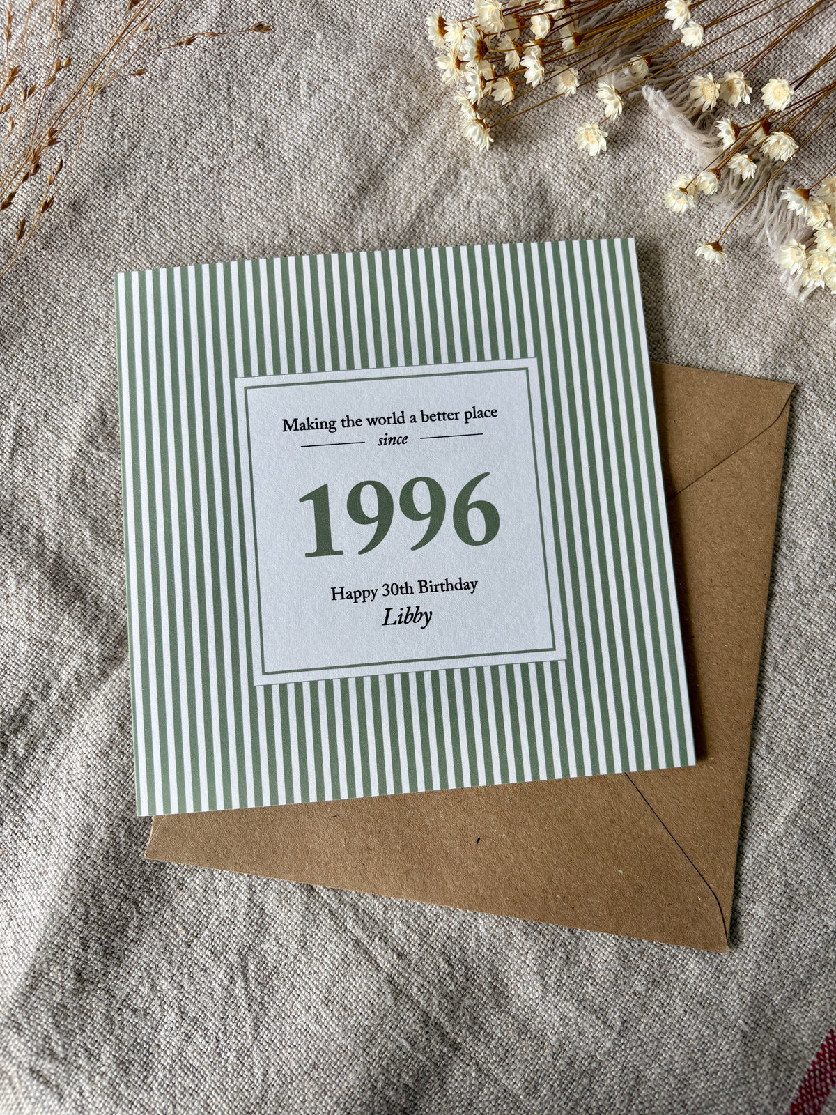 Year & Name, Personalised Birthday Card