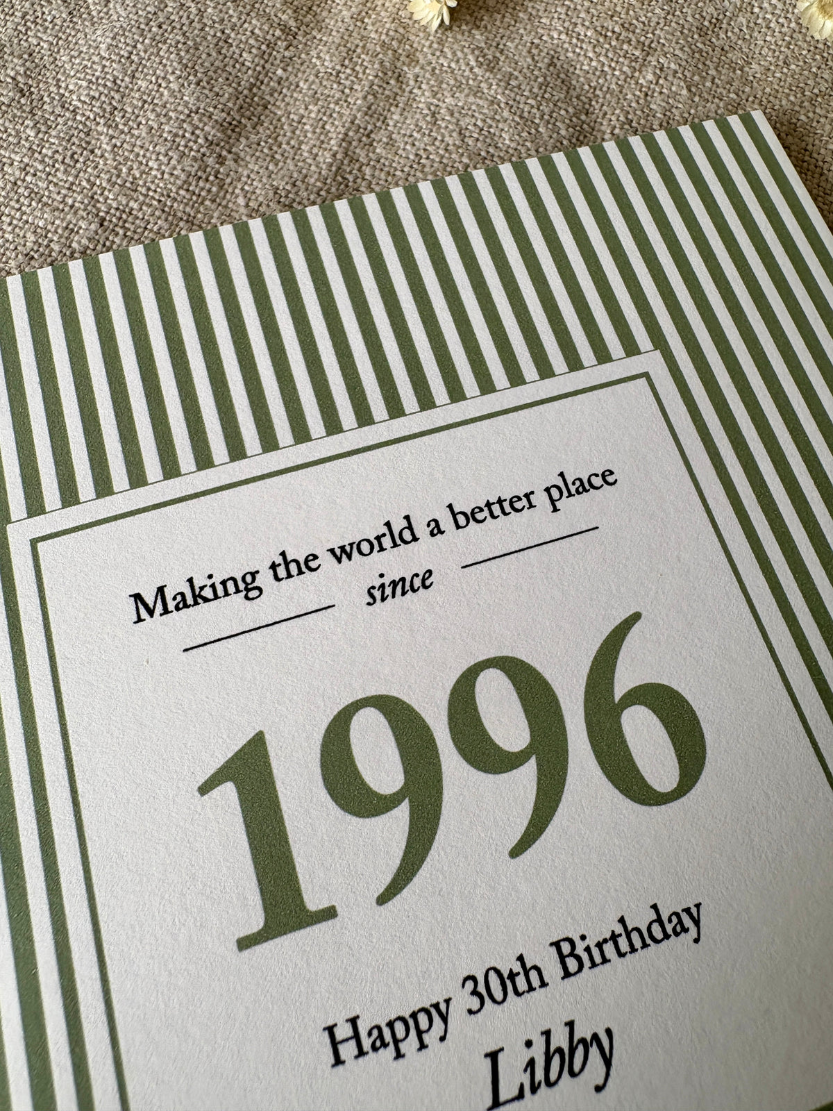 Year & Name, Personalised Birthday Card
