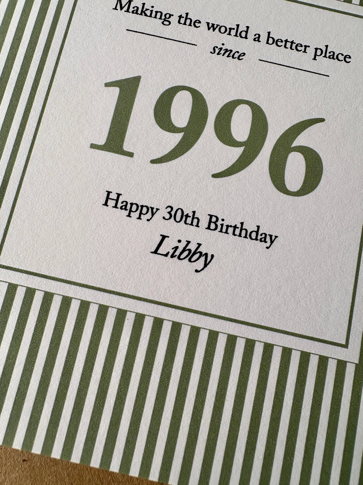 Year & Name, Personalised Birthday Card
