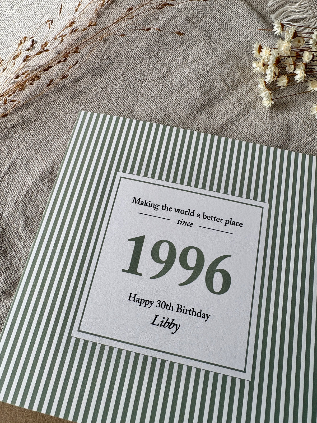 Year & Name, Personalised Birthday Card
