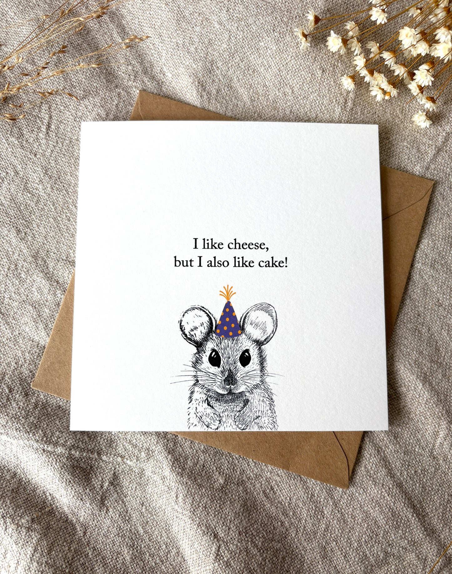 Cheese and Cake Mouse Birthday Card