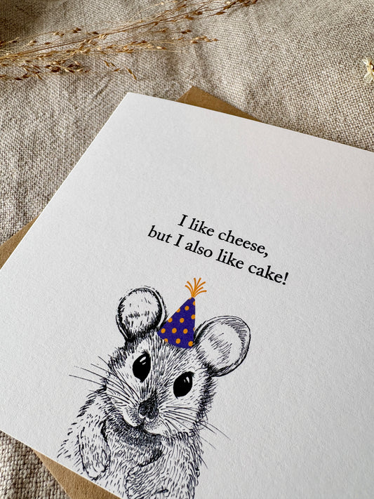 Cheese and Cake Mouse Birthday Card
