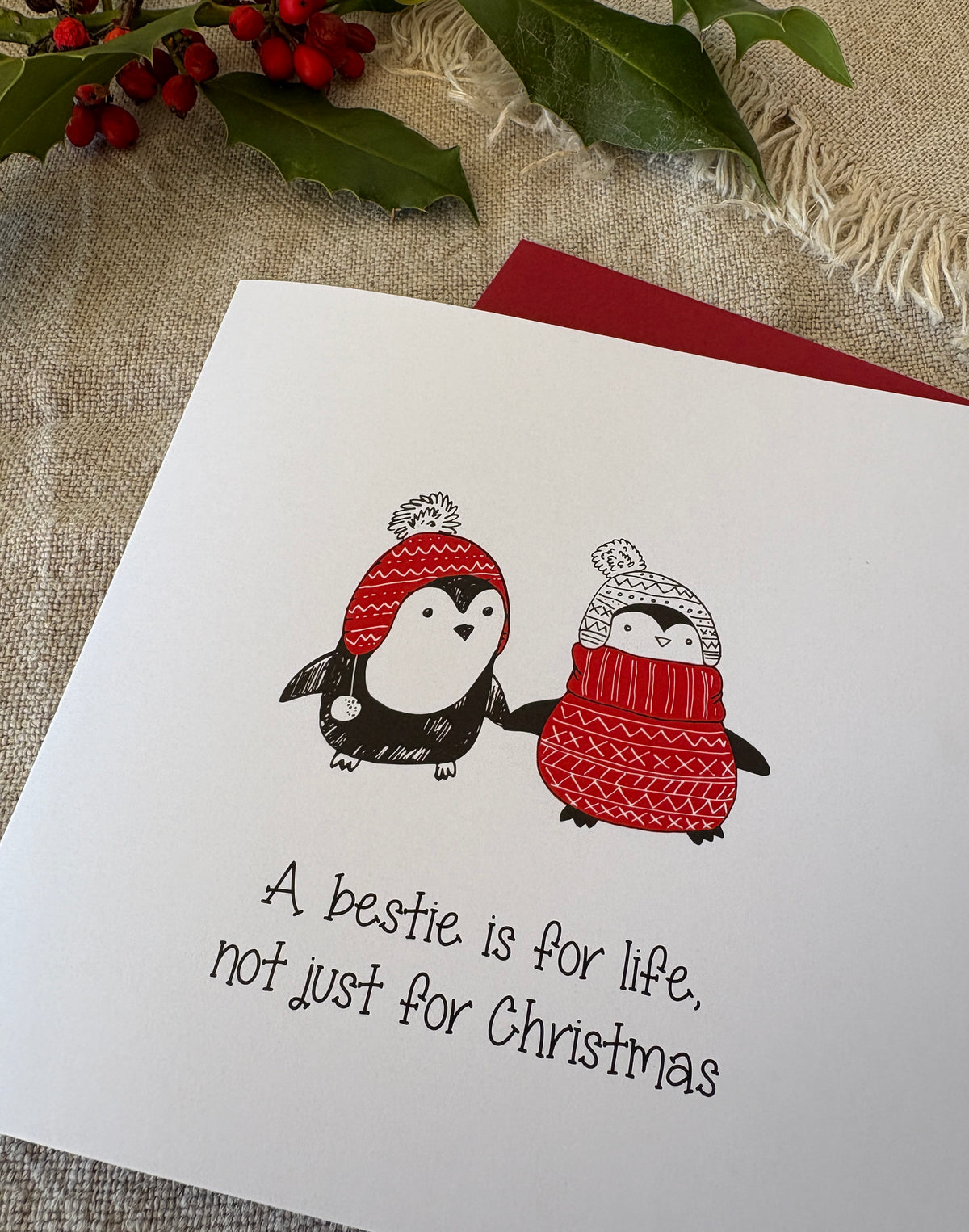 Bestie, Penguin Christmas Card