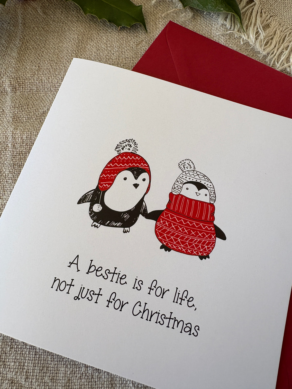 Bestie, Penguin Christmas Card