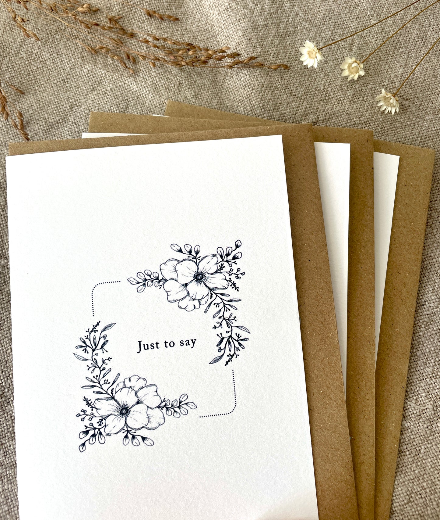 3 Pack - Just to say, Illustrated Luxury Floral Cards