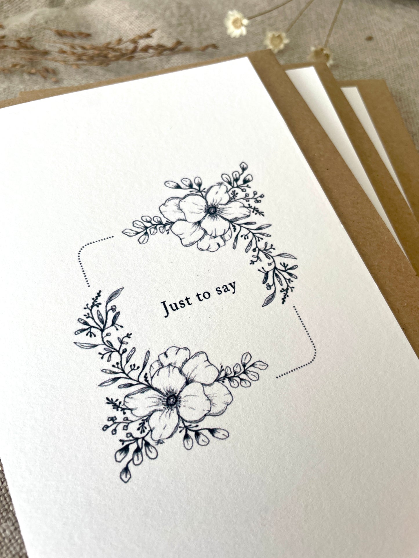 3 Pack - Just to say, Illustrated Luxury Floral Cards