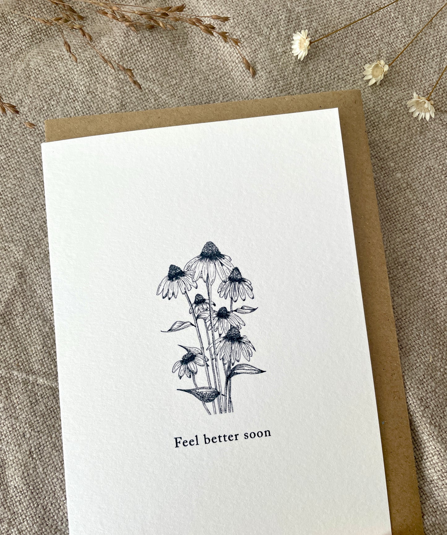Feel better soon, Illustrated Luxury Floral Card
