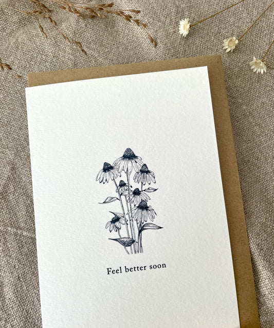 Feel better soon, Illustrated Luxury Floral Card