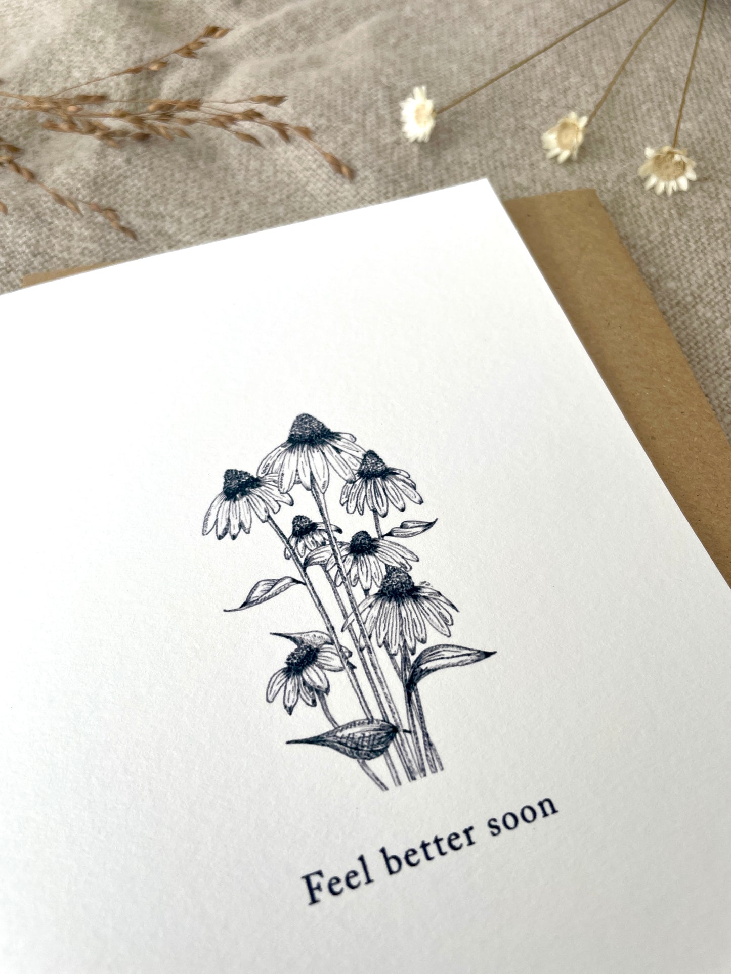 Feel better soon, Illustrated Luxury Floral Card