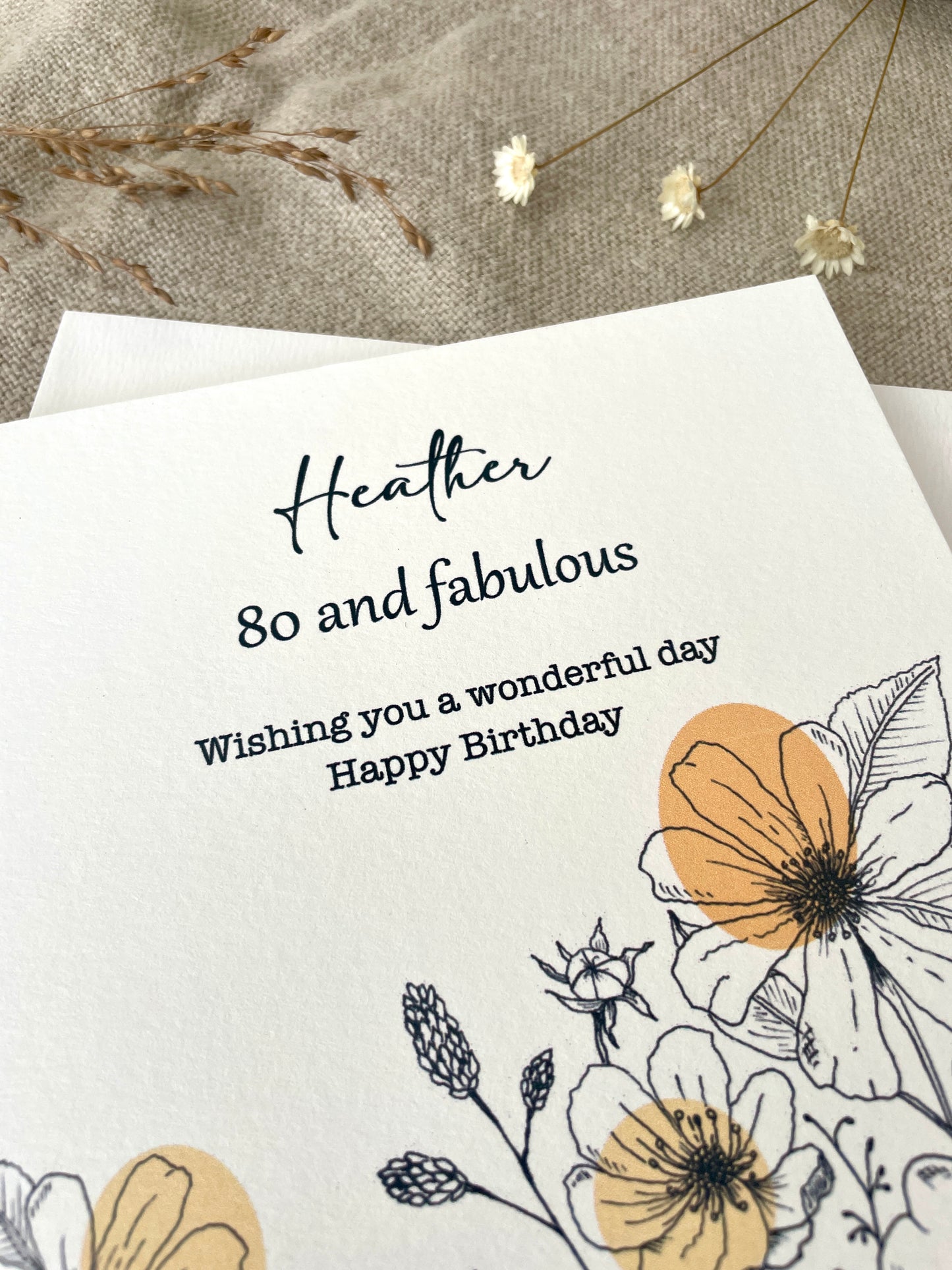 Personalised with Name & Age, Illustrated Floral Birthday Card