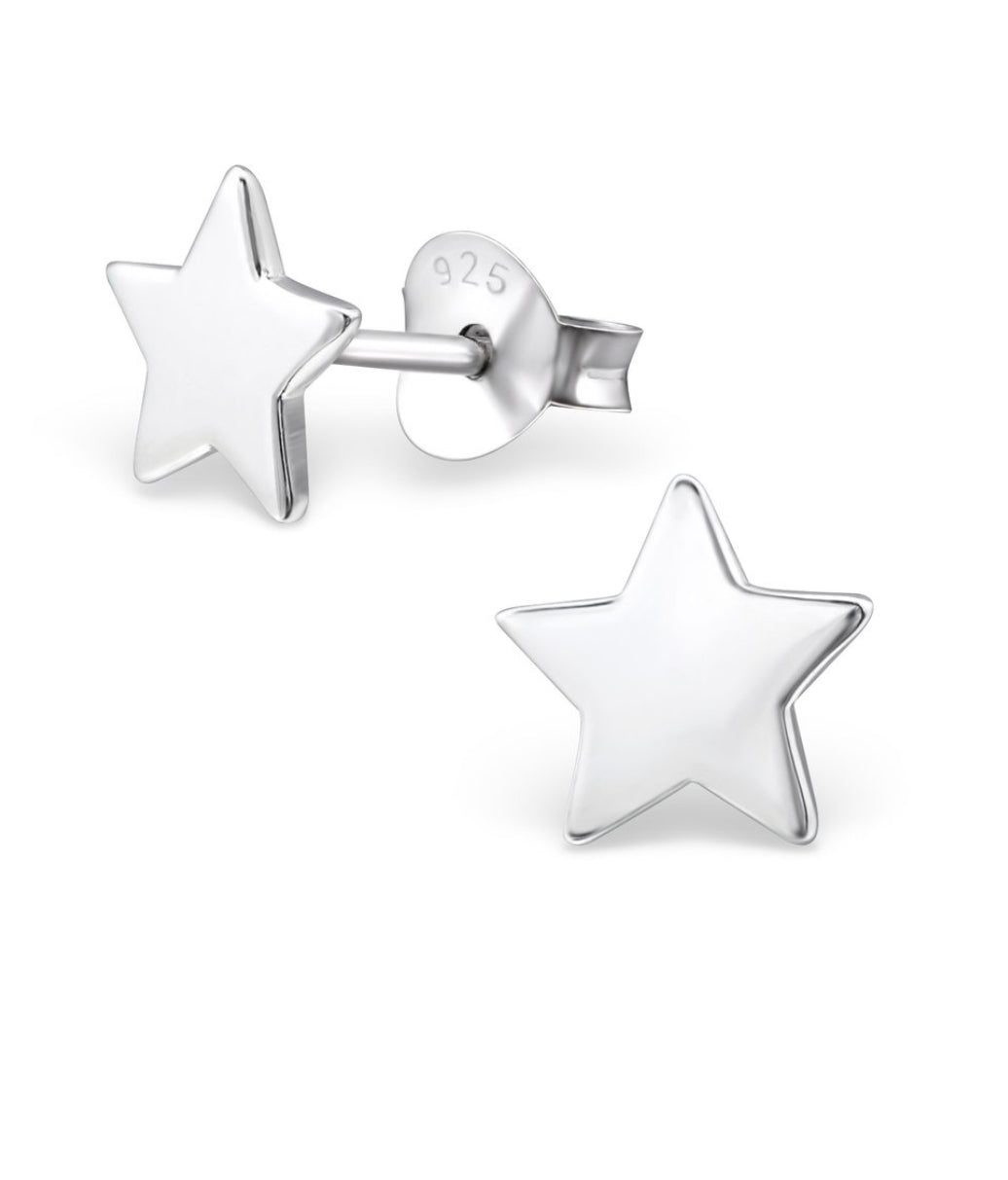 Star Stud Earrings, Sterling Silver