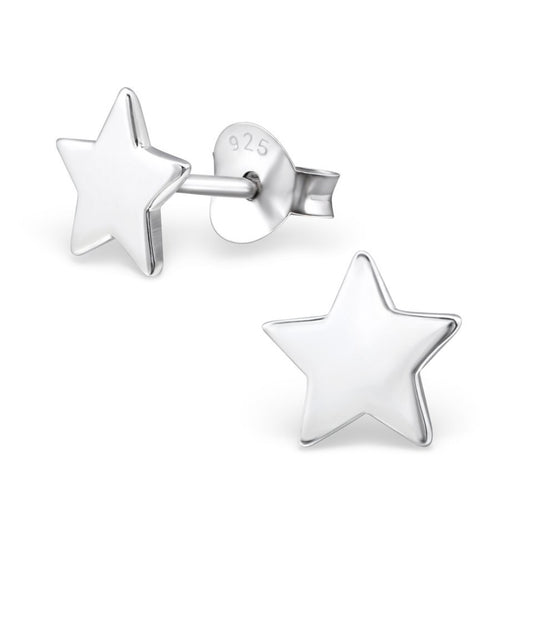 Star Stud Earrings, Sterling Silver