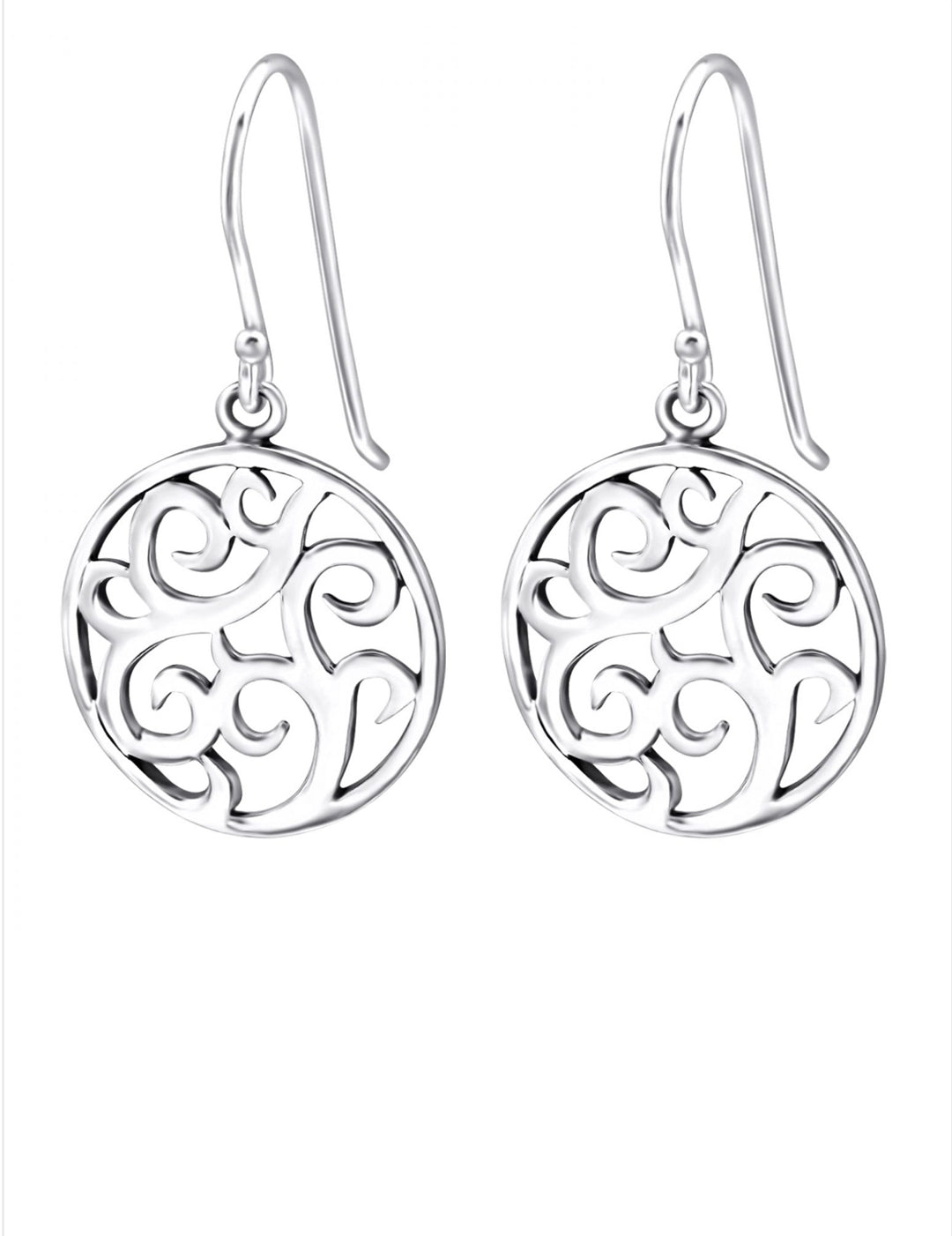Filigree Drop Earrings, Sterling Silver