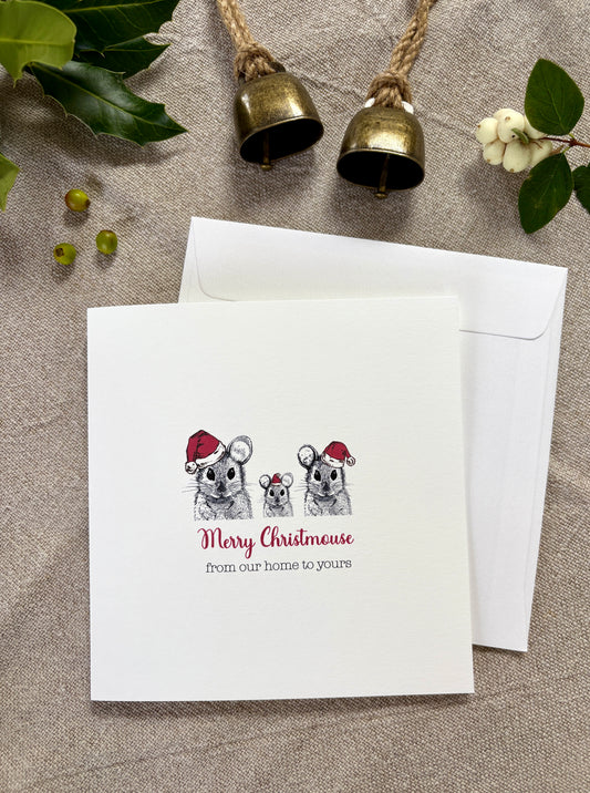 Merry Christmouse, Family of 3 Mice Card
