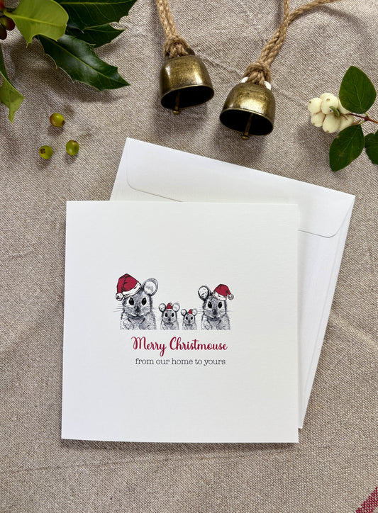 Merry Christmouse, Family of 4 Mice Card