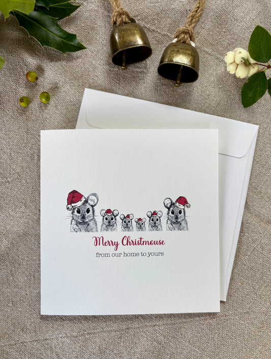 Merry Christmouse, Family of 6 Mice Card