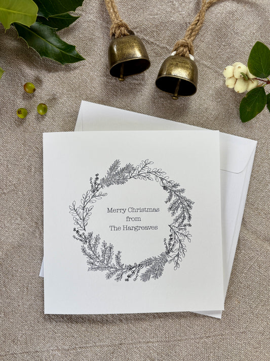 Wreath Merry Christmas - Personalised Christmas Card