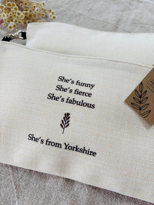 She's from Yorkshire, Linen Bag with Wristlet