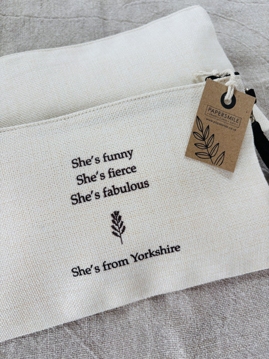 She's from Yorkshire, Linen Bag with Wristlet
