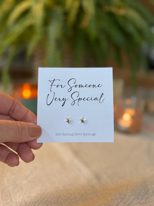 Star Stud Earrings, Sterling Silver