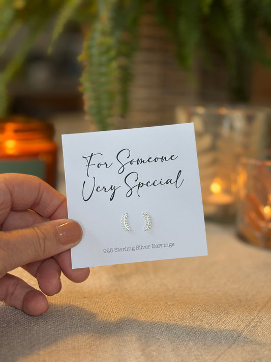 Fern Leaf Stud Earrings, Sterling Silver