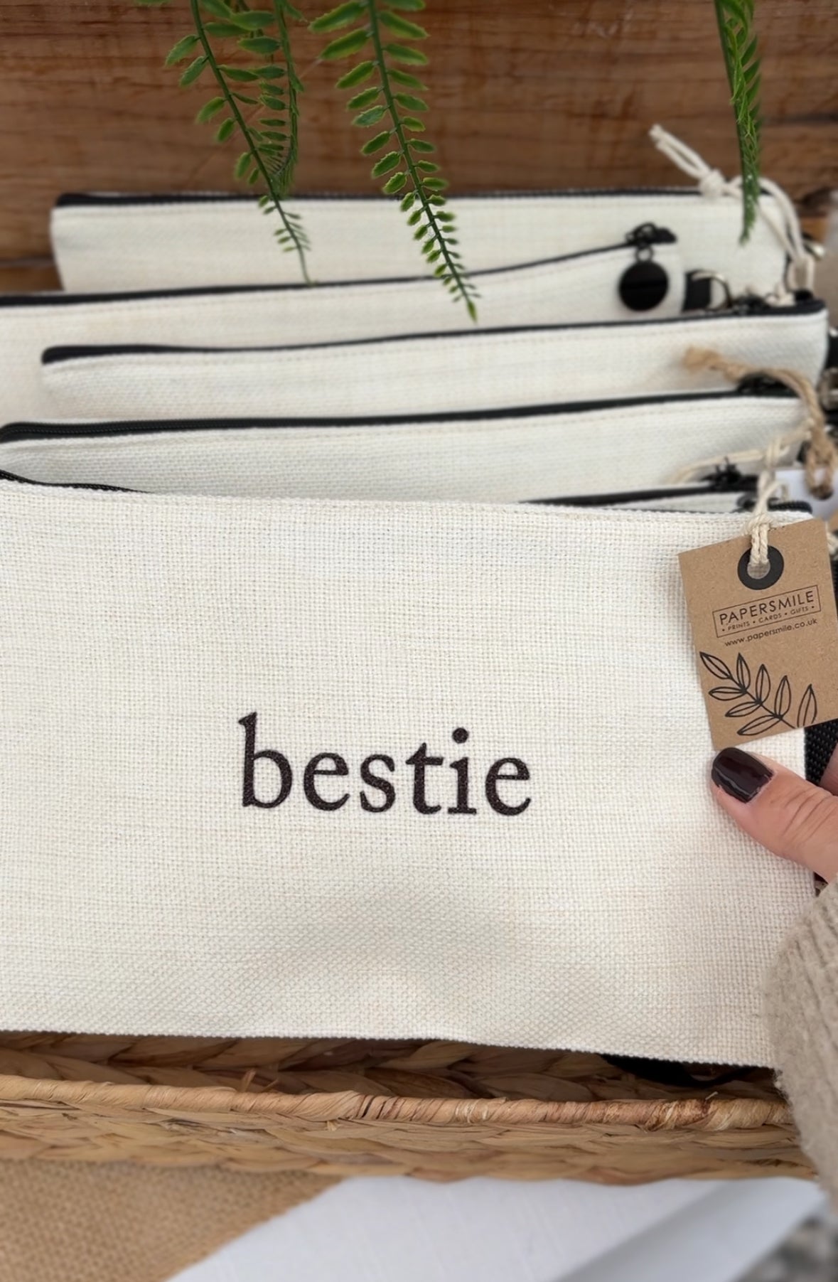 Bestie, Linen Bag with Wristlet