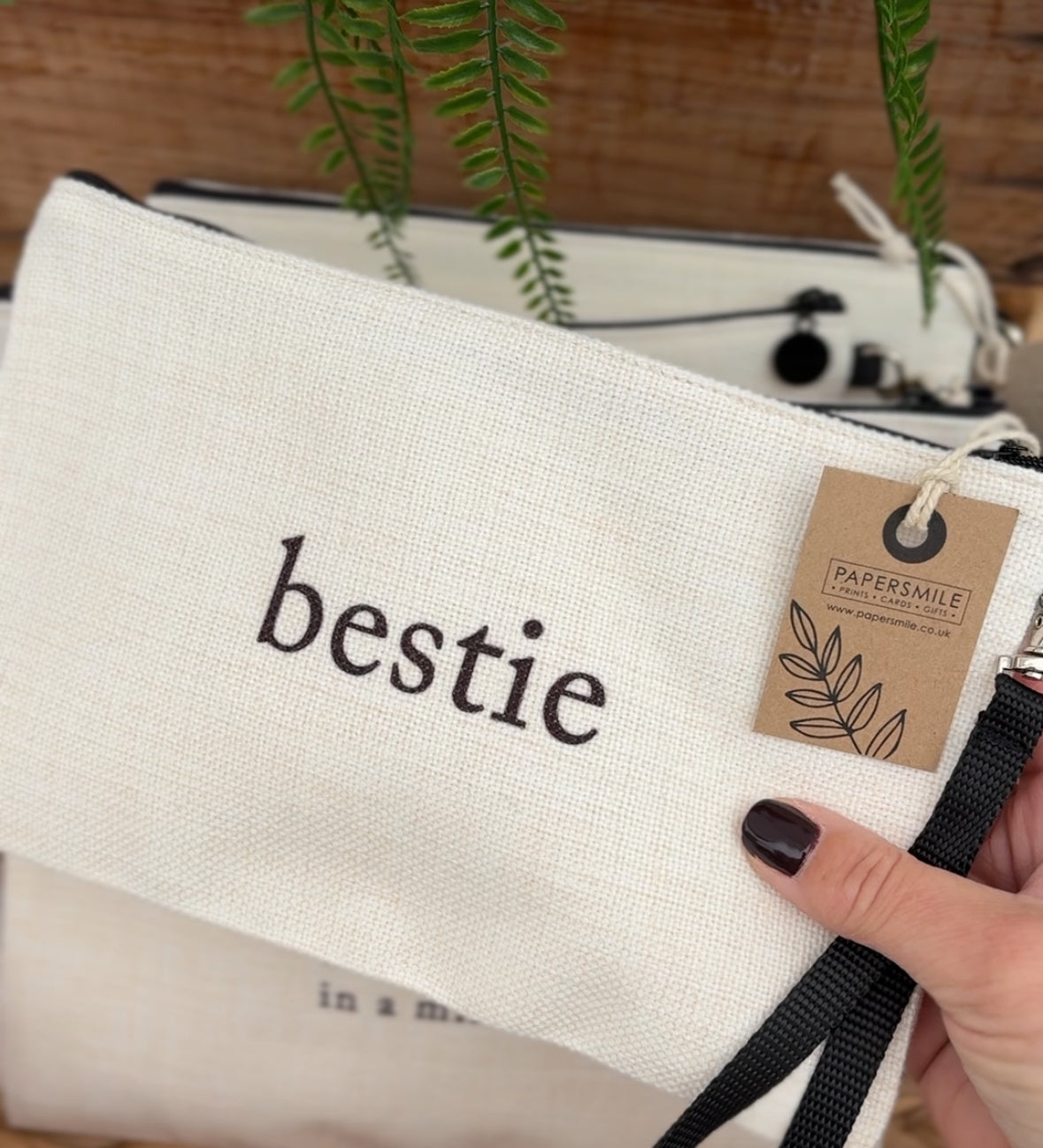 Bestie, Linen Bag with Wristlet