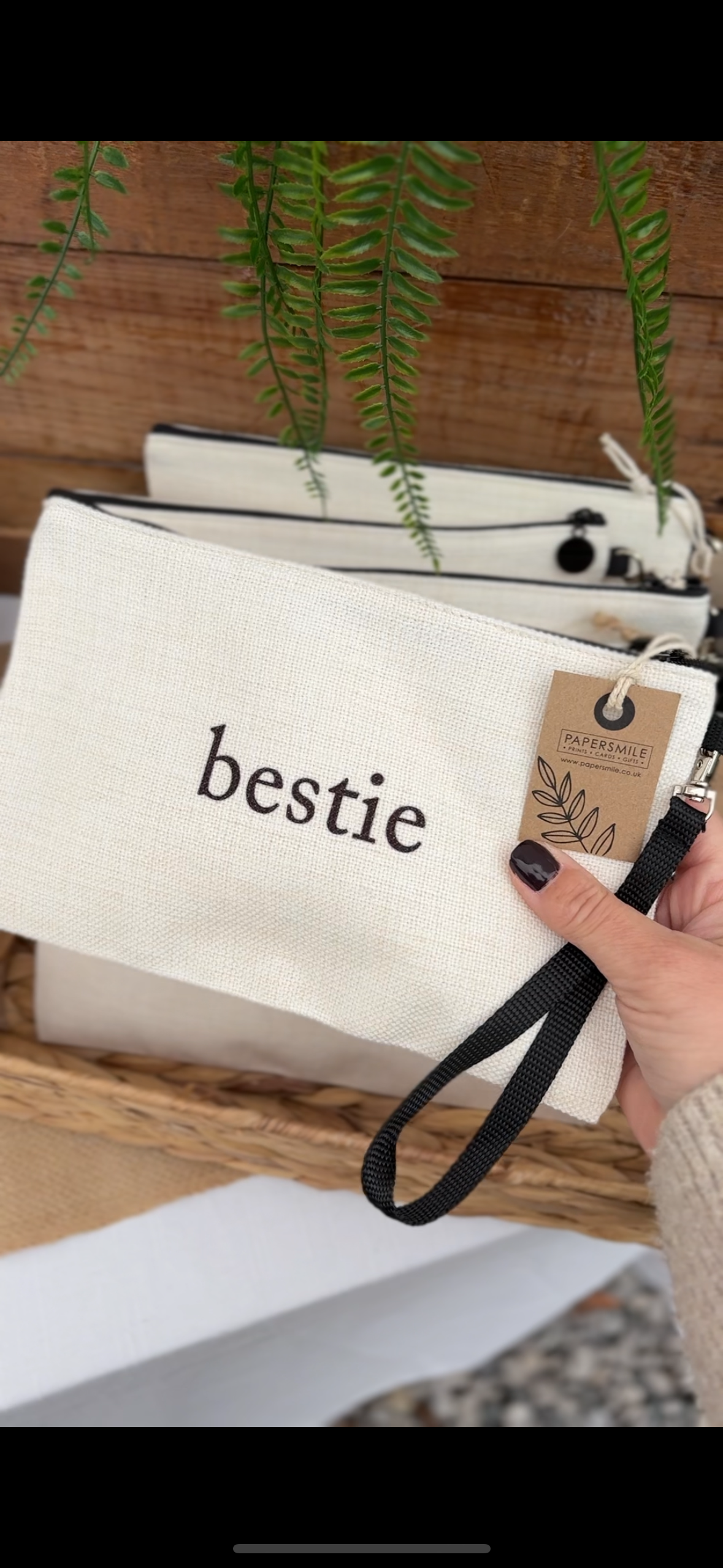 Bestie, Linen Bag with Wristlet
