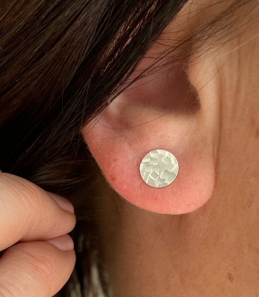 Hammered Stud Earrings, Sterling Silver